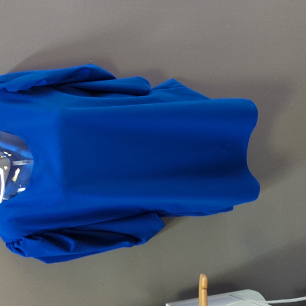 Plus Size Blue Three Quarter Sleeve Shirt Size 3X
